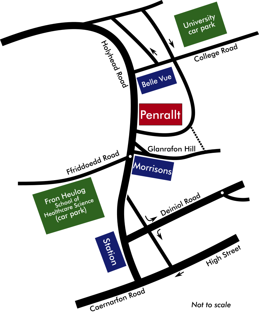 Map of Upper Bangor showing Penrallt